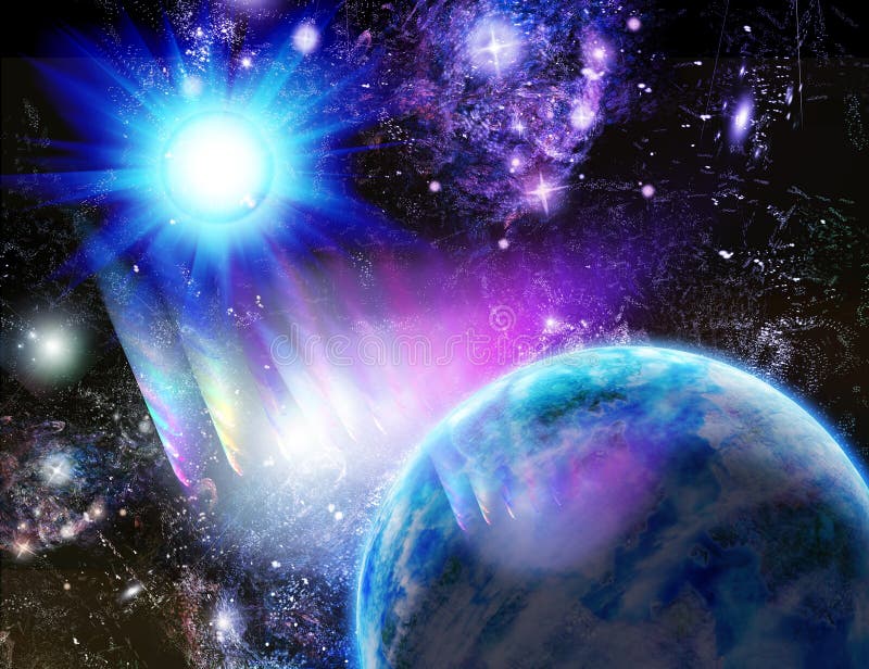 Planet at a blue sun royalty free stock photos