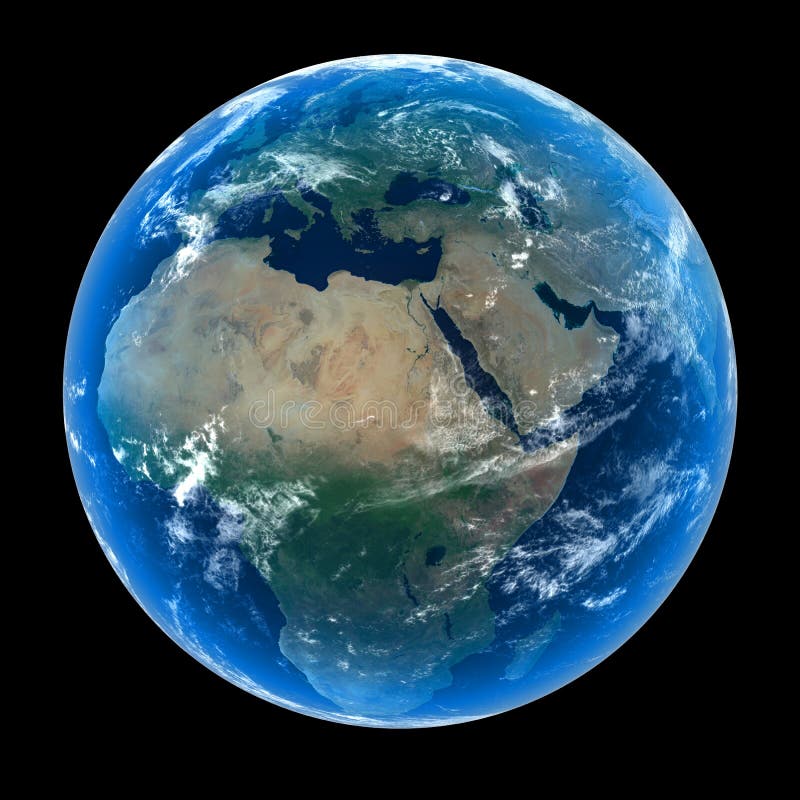 Pianeta Terra tra Africa, Europa e Medio Oriente, con le atmosfere e le formazioni di nubi.