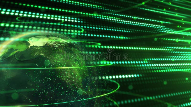 Planet Earth in the abstract virtual space of information technologies vector illustration