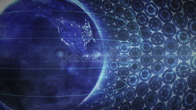 Planet Earth in the abstract virtual space of modern technologies royalty free illustration