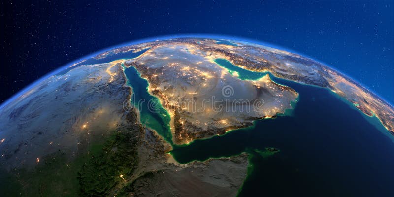 Detailed Earth at night. Saudi Arabia vector illustration Detailed Earth at night. Saudi Arabia vector illustration