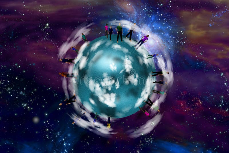 Planet Earth with different people royalty free illustration