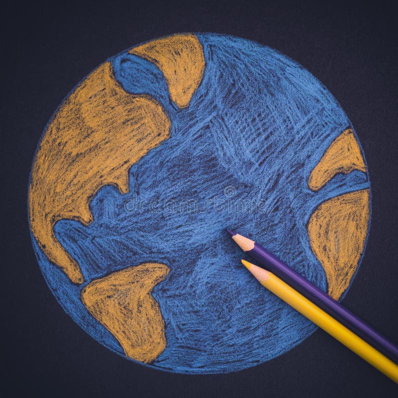 Earth Drawn With Pencils Stock Image Image of business