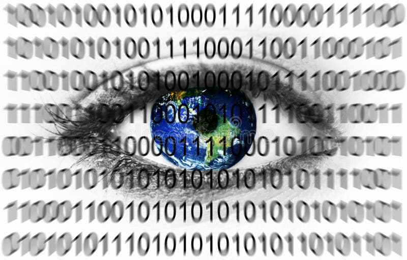 Planet earth in eye with binary system