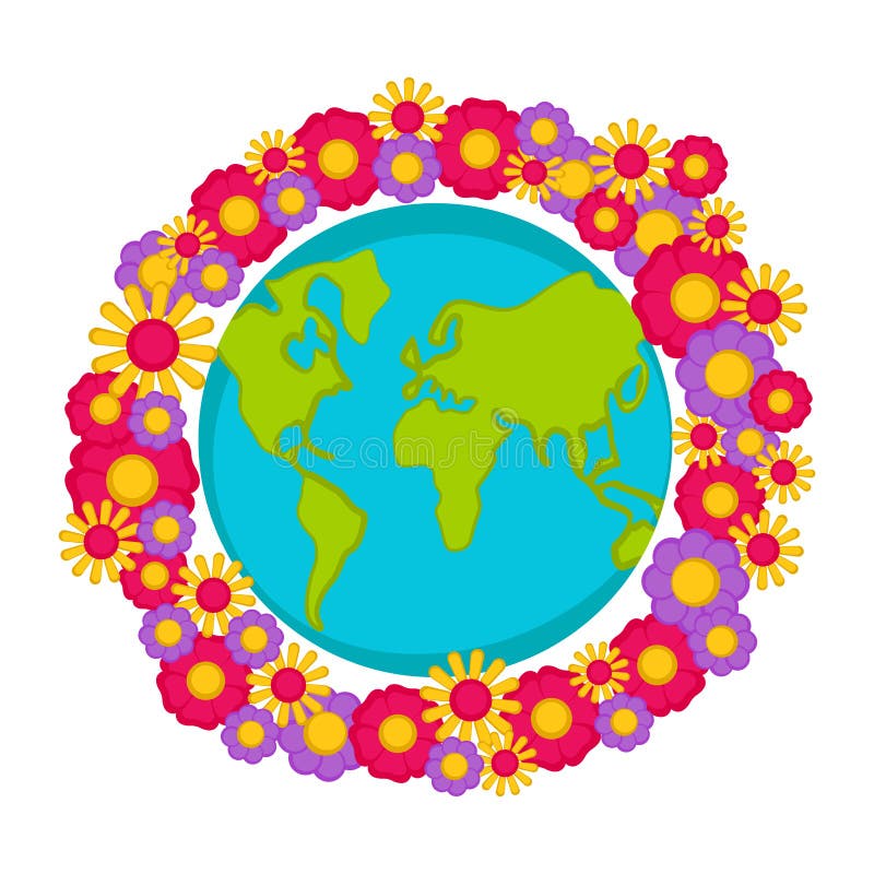 Planet Earth with Flowers on a Tree Stock Vector - Illustration of ...