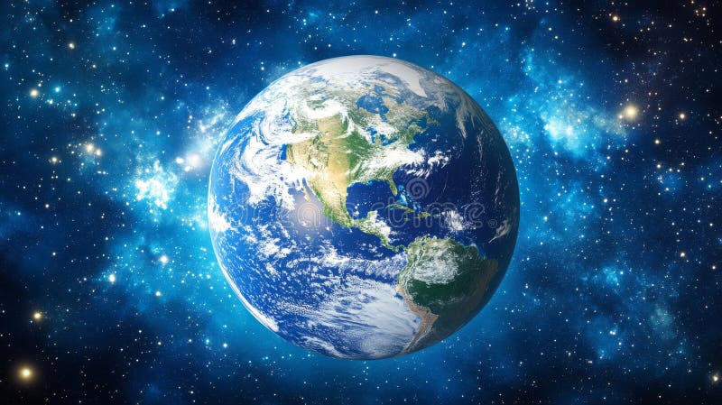 Planet Earth Global Communication Technology Network Connection Blue Background Modern World. stock abbildung