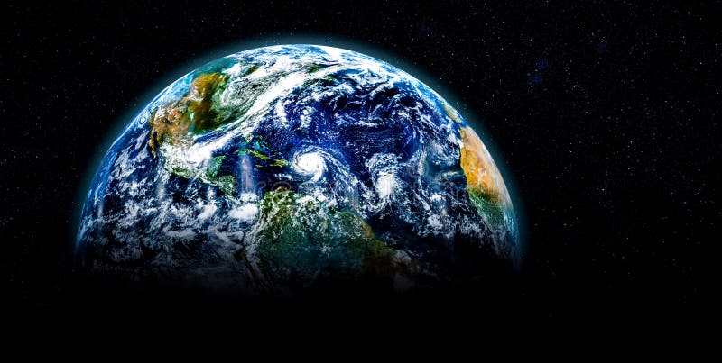 Planet earth globe view from space showing realistic earth surface and world map royalty free stock photography