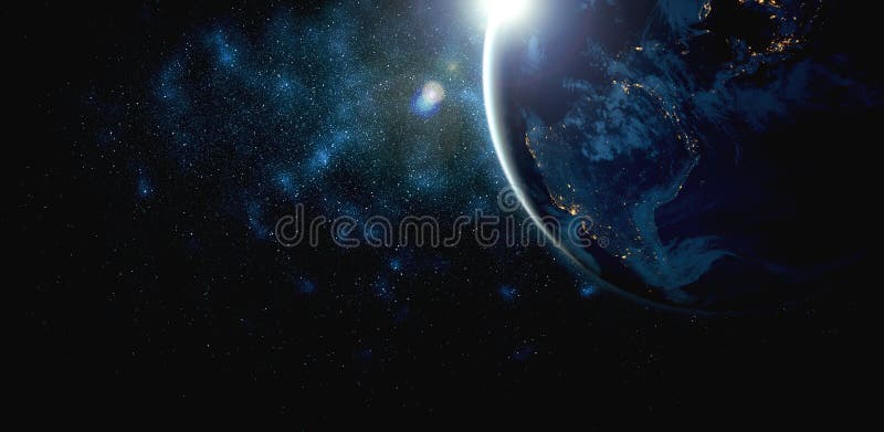 Planet earth globe view from space showing realistic earth surface and world map stock photo
