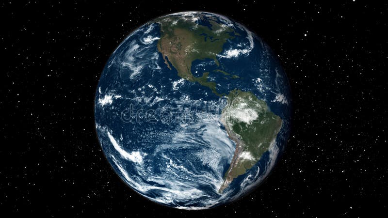 Planet earth globe view from spaceflight with realistic earth surface from space stock images