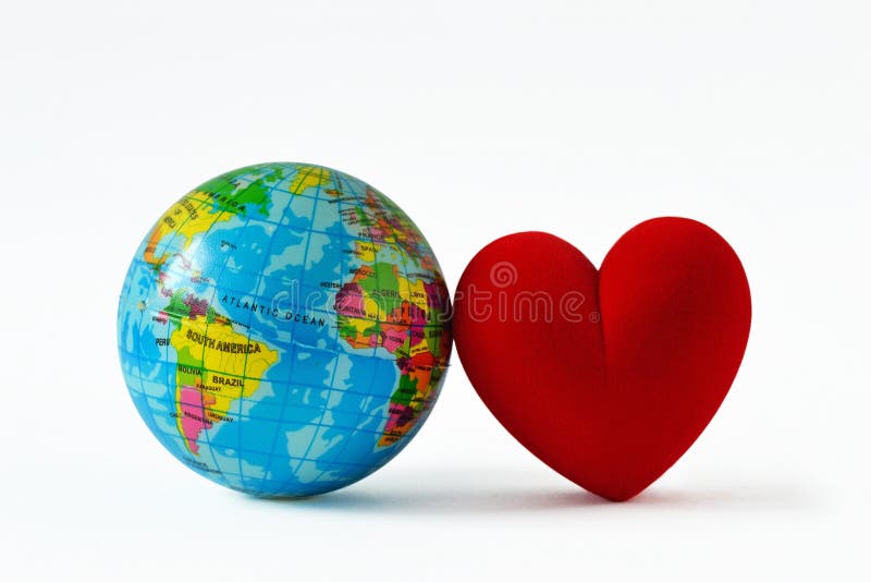 Planet Earth with Heart on White Background - Concept of Love for the ...