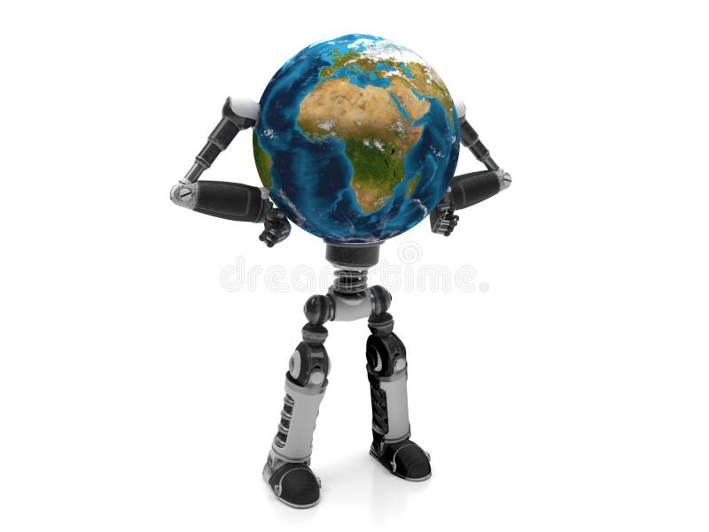 Planet Earth with Iron Arms and Legs. the Robot is Isolated on a White  Background Stock Illustration - Illustration of future, humanoid: 166991288