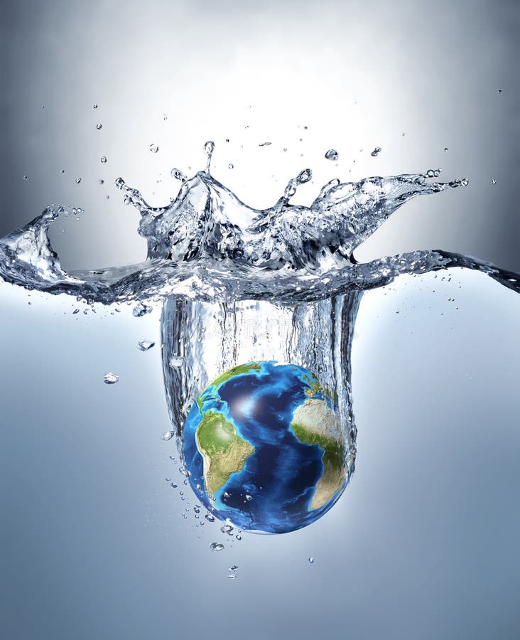 Planet Earth, splashing into water.