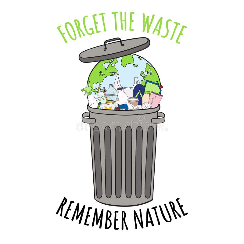 Planet Earth in trash bin with a lot of garbage royalty free illustration Planet Earth in trash bin with a lot of garbage royalty free illustration