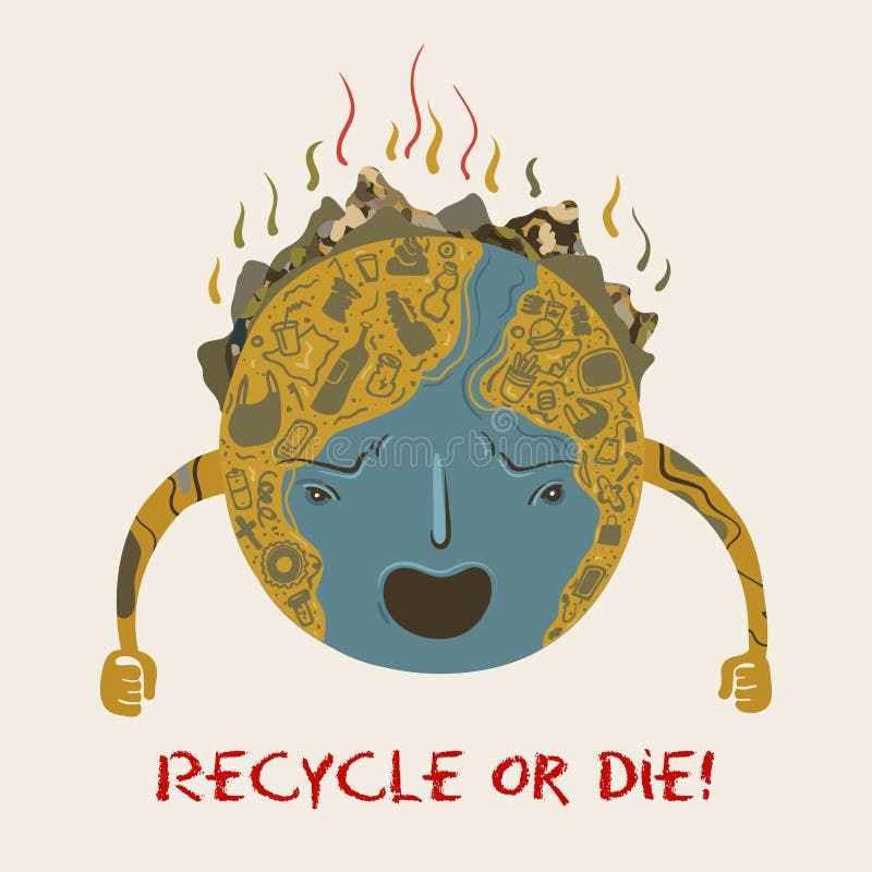 Planet Earth that turned into a garbage dump stock illustration Planet Earth that turned into a garbage dump stock illustration