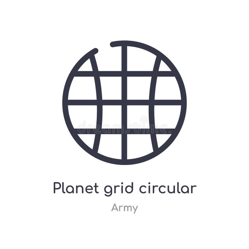 planet grid circular outline icon. isolated line vector illustration from army collection. editable thin stroke planet grid royalty free illustration planet grid circular outline icon. isolated line vector illustration from army collection. editable thin stroke planet grid royalty free illustration