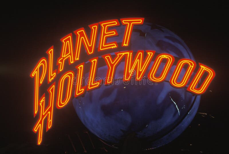 Planet Hollywood neon sign royalty free stock image