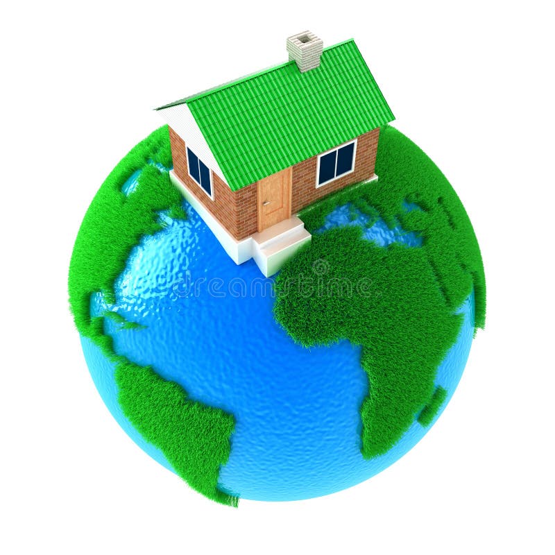 Planet with house stock illustration Planet with house stock illustration
