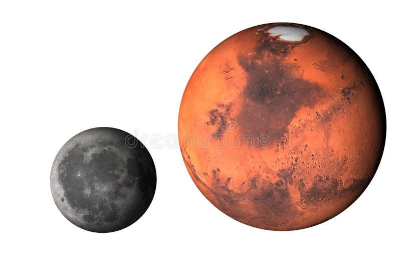 Planet Mars With Moon Isolated Stock Photo Image Of Moon Life 128086388