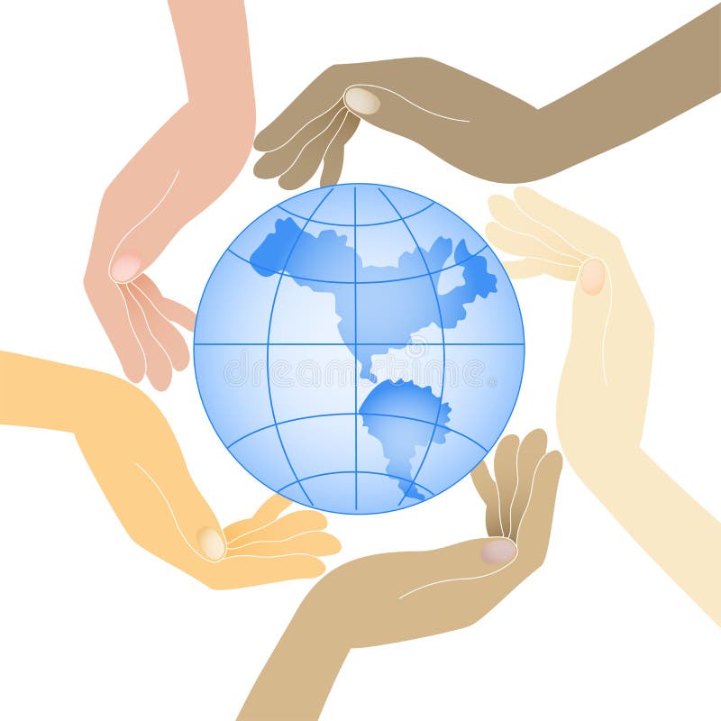 People Hands Reach for Earth Stock Vector - Illustration of isolated ...