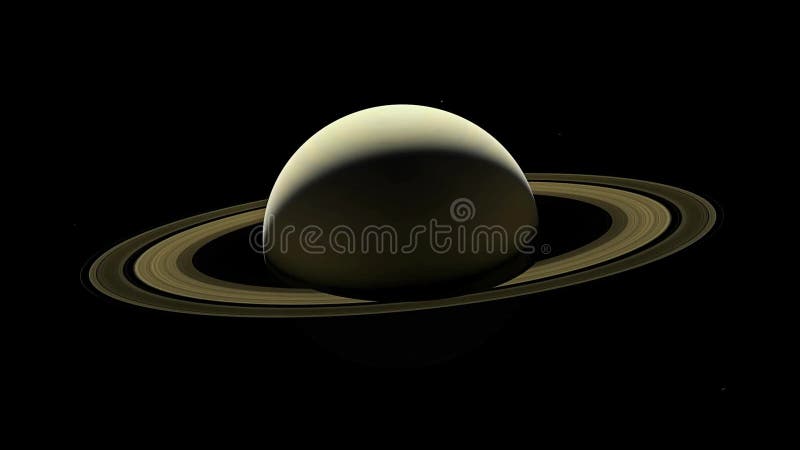 Planet Saturn moving in outer space. Space, astronomy. stock illustration