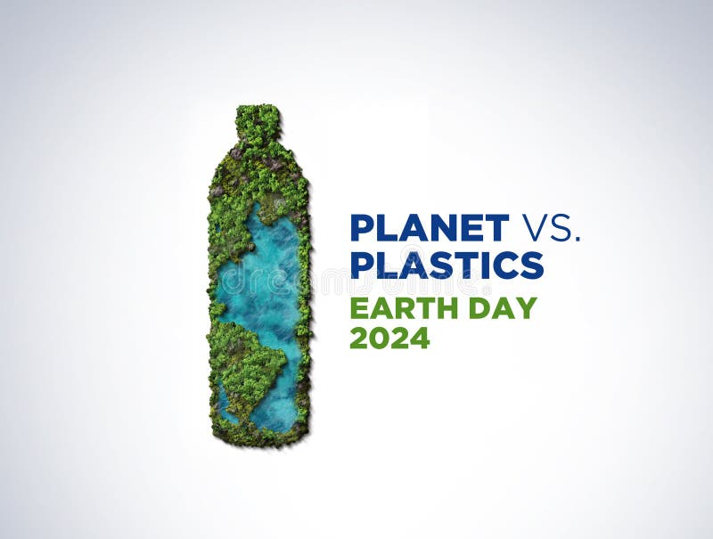 Vs. Plastics , Earth Day 2024 Concept 3d Tree Background Stock