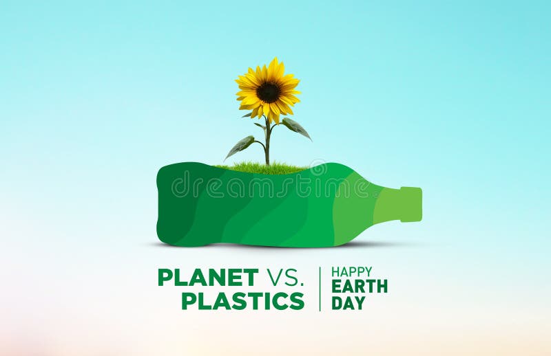 Vs. Plastics , Earth Day 2024 Concept 3d Tree Background Stock Illustration