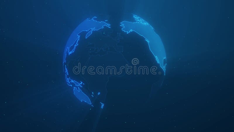 Planeta azul giratorio planeta tierra animación abstracta movimiento corporativo vibrante concepto neón stock de ilustración