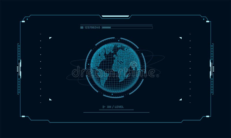 Planeta futurista en la pantalla de la blanco del panel de control Interfaz del fi del sci del concepto para el vr y los videoju libre illustration Planeta futurista en la pantalla de la blanco del panel de control Interfaz del fi del sci del concepto para el vr y los videoju libre illustration
