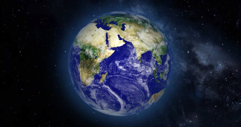 Planeta Tierra Girando Su Propio Eje. Movimiento Diurno De La Tierra.  Planeta Tierra Animada Con Estrellas Y Galaxia. Foto de archivo - Imagen de  negro, asia: 202119360