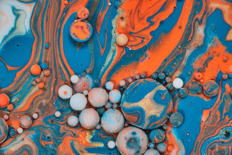 Globes in Abstract Galactic Painting Background Asset Stock Photo Image of orange