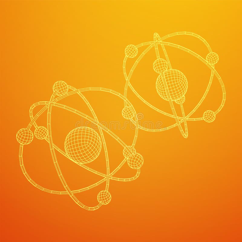 Model of Atom with Nucleus and Electrons Stock Illustration