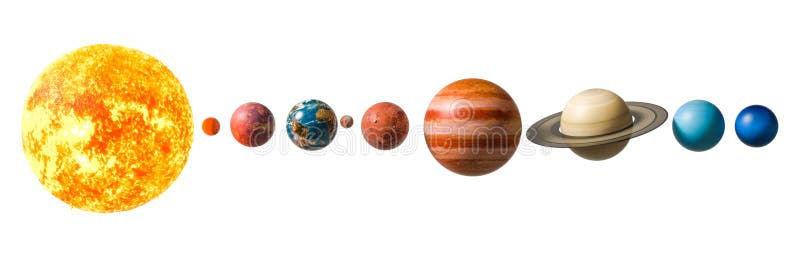 Planetas de la Sistema Solar, representación 3D ilustración del vector Planetas de la Sistema Solar, representación 3D ilustración del vector