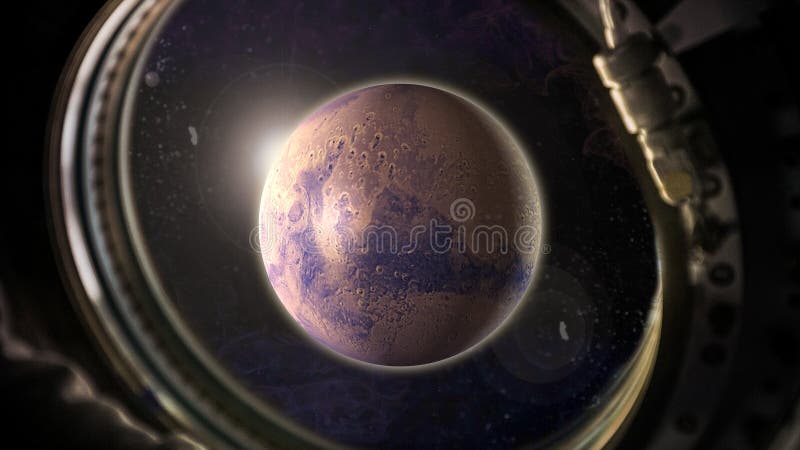 Planeten fördärvar i utrymme med solljussikt från fönstret av rymdskeppet royaltyfria foton Planeten fördärvar i utrymme med solljussikt från fönstret av rymdskeppet royaltyfria foton