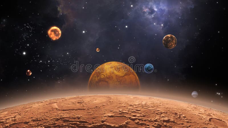 Planets in different stages of development, 3d illustration. Planets in different stages of development, 3d illustration