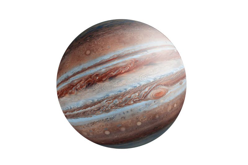 Planetjupiter isolerade i vit bakgrund, öppen rymd universum.