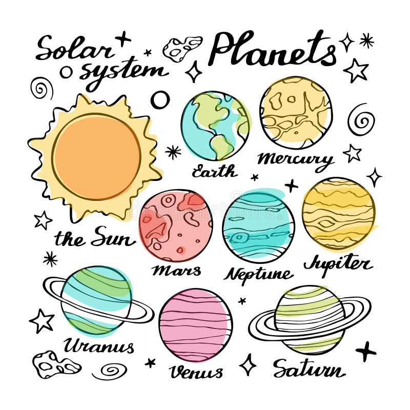 Solar System Infographics In Vector Hand Drawn Illustration Of Planets In  Size Comparison Stock Illustration - Download Image Now - iStock
