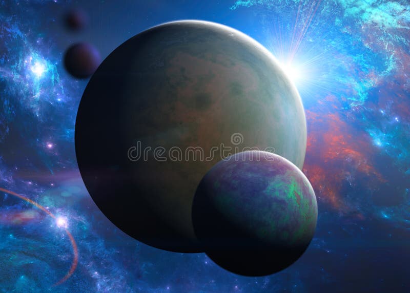 Planets and exoplanets of unexplored galaxies, black hole. Sci-Fi. New worlds to discover.