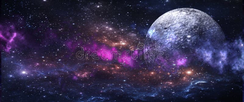 Planets and galaxies, science fiction wallpaper. Beauty of deep space.