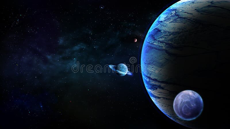 Planets, Galaxy background, Astronomy, Cosmos and Nebula, Universe, Fantasy Outer space background royalty free illustration