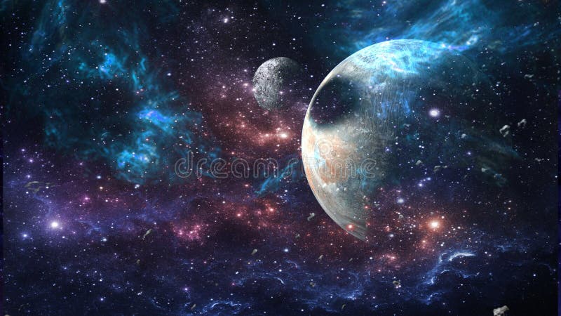 Planets and galaxy, science fiction wallpaper. Beauty of deep space.