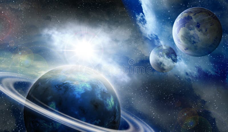 Planets and meteorites in space royalty free illustration