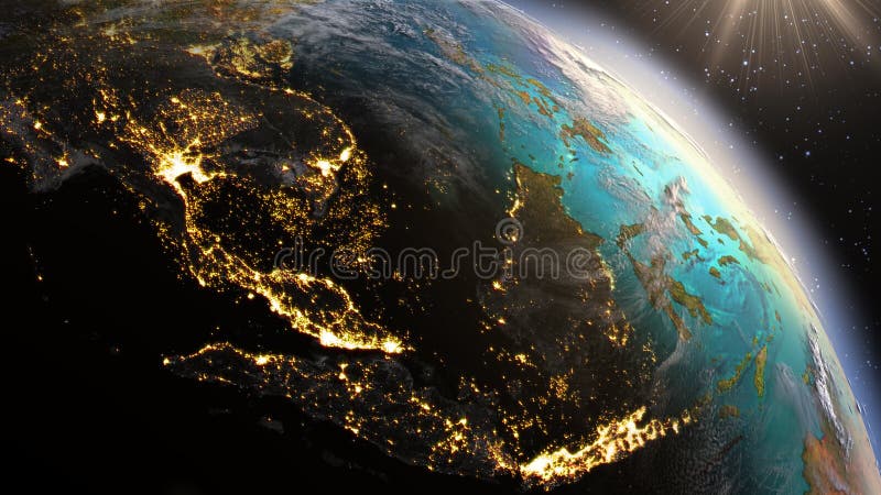 Planety Azja Południowo-Wschodnia Ziemska strefa używać obrazowania satelitarnego NASA