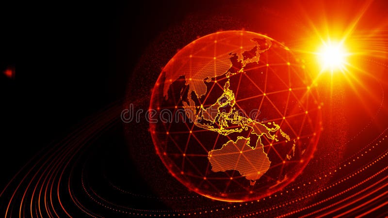Planetă virtuală detaliată. globul digital tehnologic stock illustration