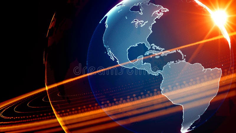 Planetă virtuală detaliată. globul digital tehnologic stock illustration