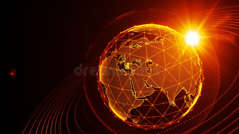 Planetă virtuală detaliată. globul digital tehnologic vector illustration