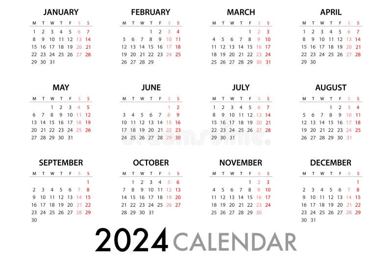 Planificador De Calendario Para 2024 Semana Comienza El Lunes