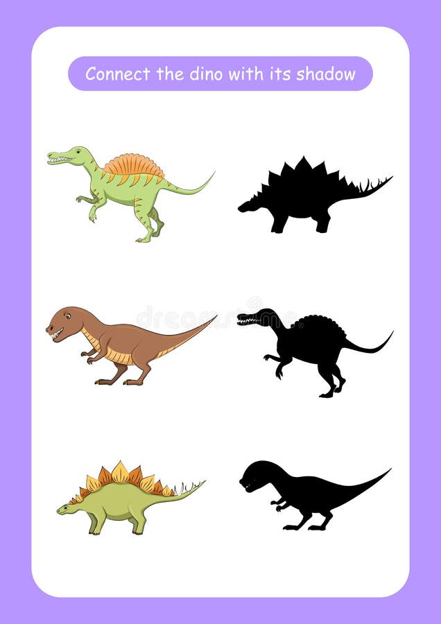 Desenho de jogo de sombras com personagens de dinossauros pré