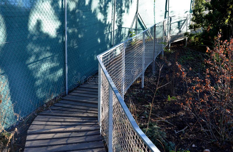 A Plank Walkway with Stainless Steel Railings Leads Around the Lake with  Rare Ducks. the Fence Panel is Made of Rope Fishing Net Stock Image - Image  of overhang, ornithology: 235549203