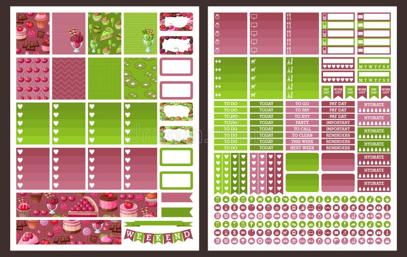 Cute Planner Stickers Organizer Tags Color Patterns And Calendar Icons  Check Planners And Weekly Days Label Vector Set Stock Illustration -  Download Image Now - iStock