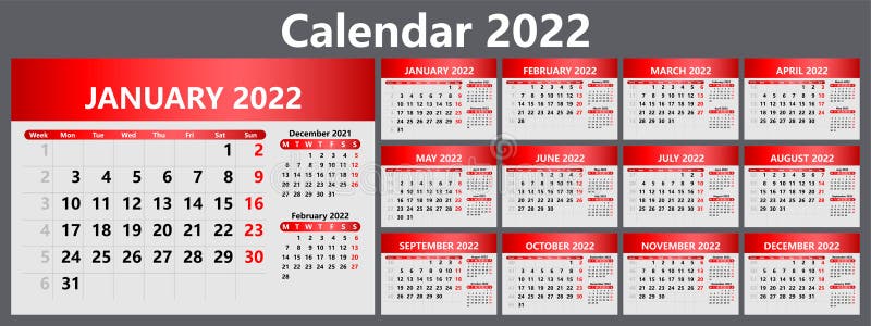 Plannerkalender Voor 2022 Met Aantal Weken Vector Illustratie -  Illustration Of Vlak, Gebeurtenis: 228453842